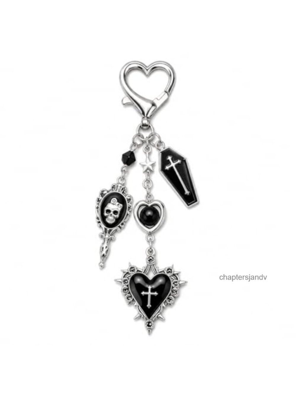 Goth Y2K Bag Charm Keychain Skeleton Cross Dice Punk Emo Halloween Metal